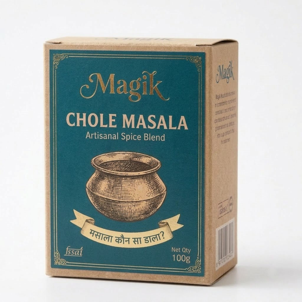 Magik Chole Masala 100g kraft box front view