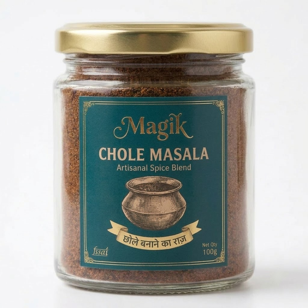 Magik Chole Masala glass jar front view