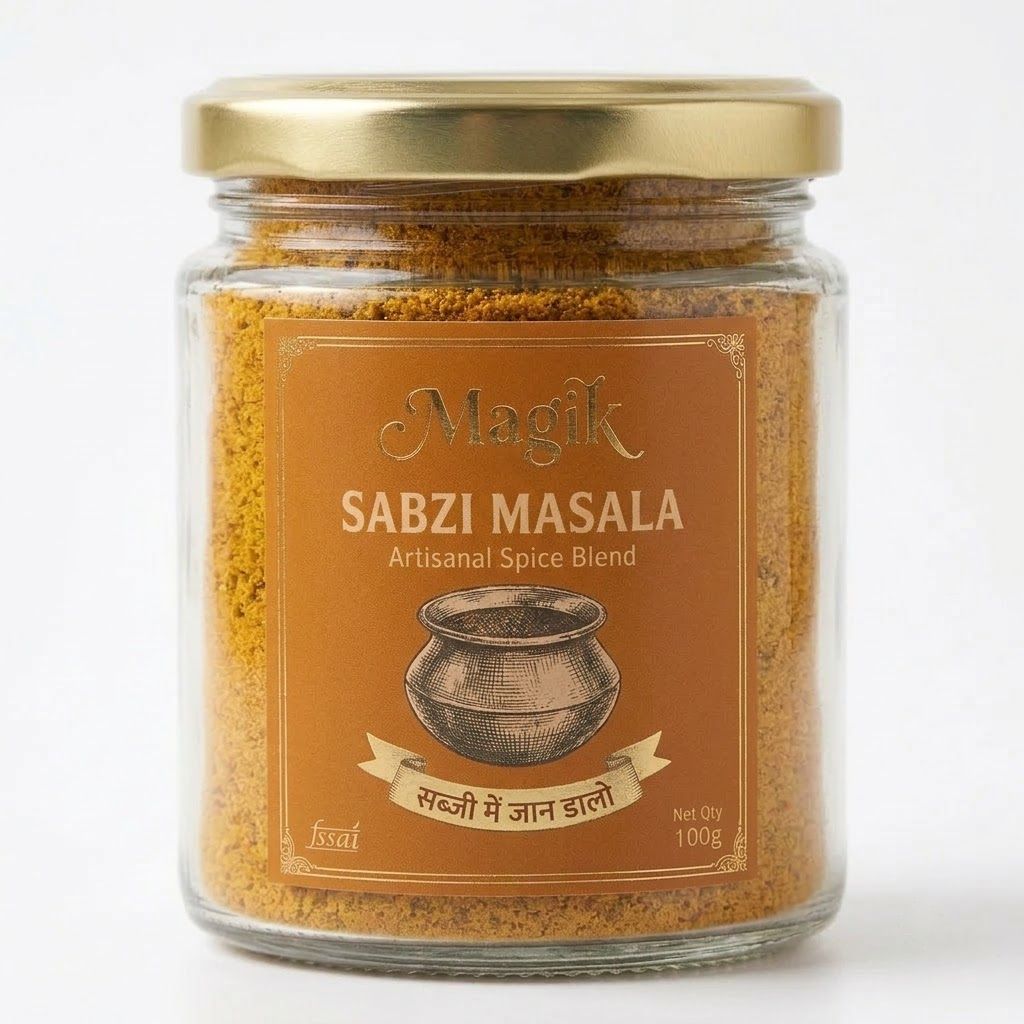 Magik Sabzi Masala glass jar front view